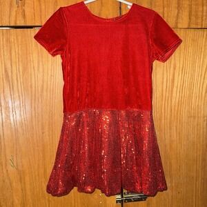 A Little Angle Red Christmas VTG Girl Midi Dress Size 4T With Sparkles